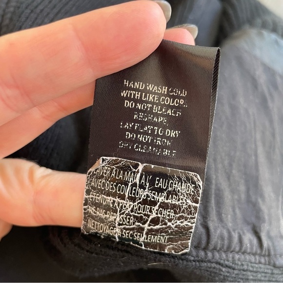 Blank NYC Drape Front Open Waterfall Faux Vegan Leather Knit Moto Jacket Size S - Picture 9 of 10